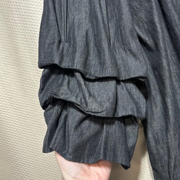 Hippie Laundry M Dark Denim Chambray Off the Shoulder Ruffle Sleeve Mini Dress - Picture 4 of 10